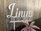 Preview: Cake Topper 2-zeilig mit Name und Datum + Motiv Preview: Cake Topper 2-zeilig mit Name und Datum + Motiv