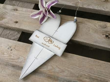 Dekoherz mit Gravur weiss/grau shabby Dekoherz mit Gravur weiss/grau shabby